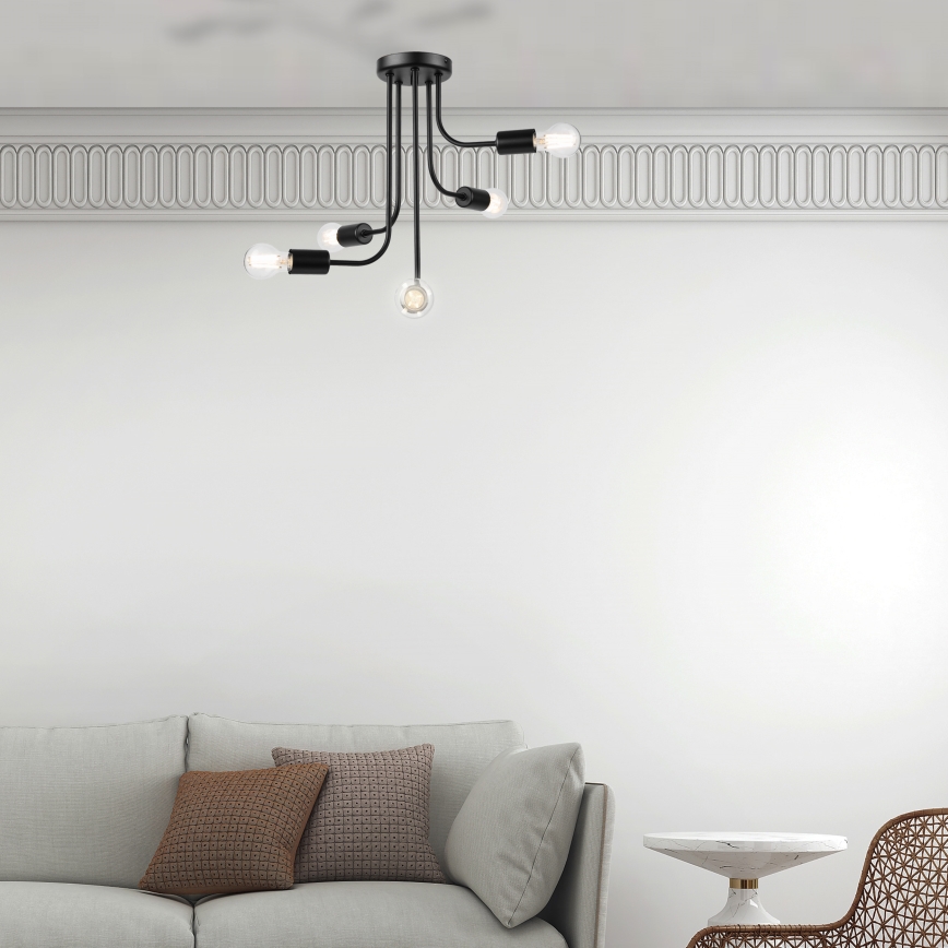 Полилей за повърхностен монтаж TRINITY 5xE27/15W/230V черен