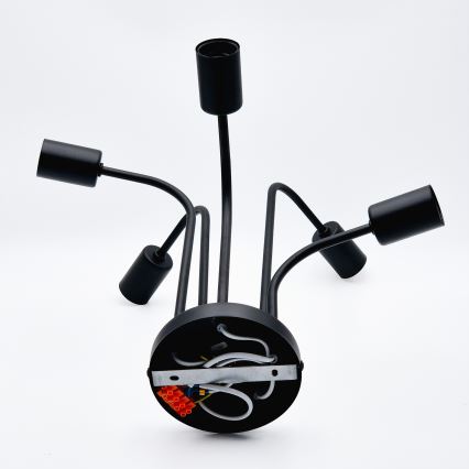 Полилей за повърхностен монтаж TRINITY 5xE27/15W/230V черен