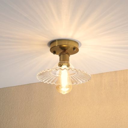 Полилей за повърхностен монтаж TRISH 1xE27/15W/230V, златист/прозрачен