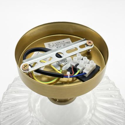 Полилей за повърхностен монтаж TRISH 1xE27/15W/230V, златист/прозрачен