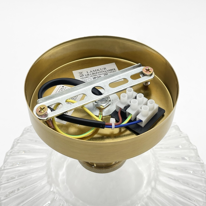 Полилей за повърхностен монтаж TRISH 1xE27/15W/230V, златист/прозрачен