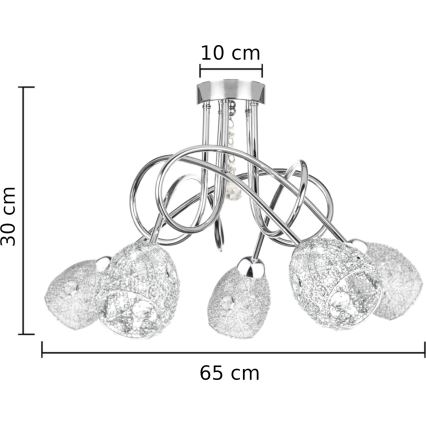 Полилей за повърхностен монтаж TWIST CRYSTAL 5xE14/40W/230V