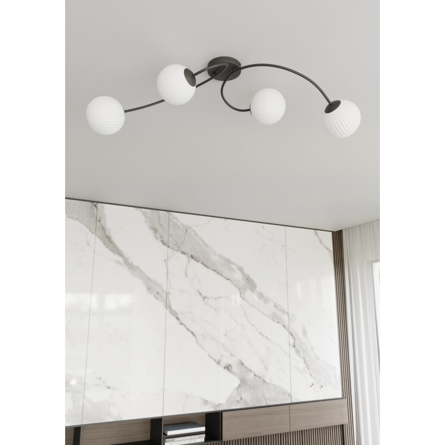 Полилей за повърхностен монтаж VIBRA 4xE14/10W/230V черен/бял