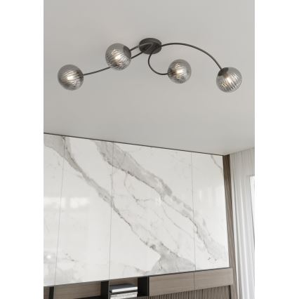 Полилей за повърхностен монтаж VIBRA 4xE14/10W/230V черен/сив
