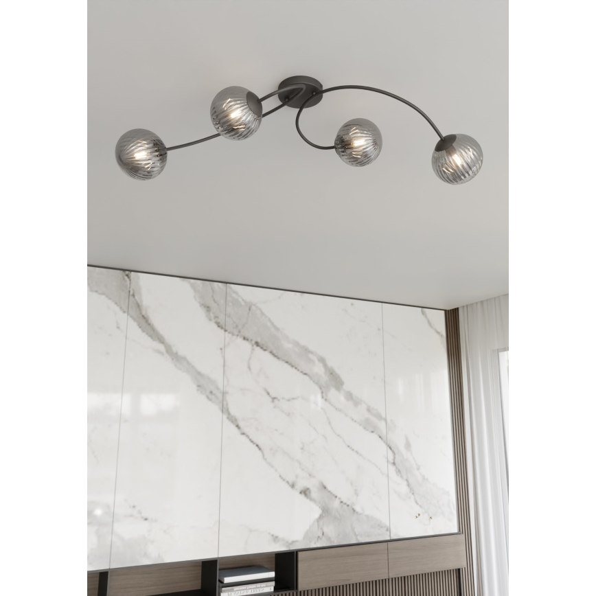 Полилей за повърхностен монтаж VIBRA 4xE14/10W/230V черен/сив