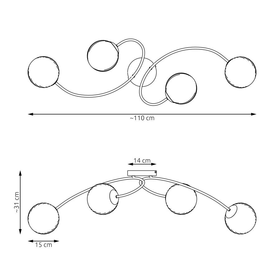 Полилей за повърхностен монтаж VIBRA 4xE14/10W/230V черен/бял