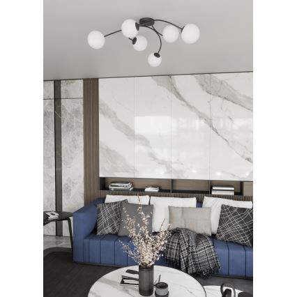 Полилей за повърхностен монтаж VIBRA 6xE14/10W/230V черен/бял