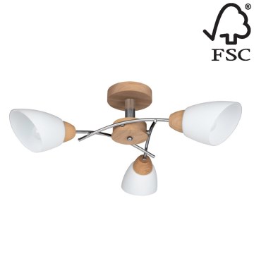Полилей за повърхностен монтаж VILETTA 3xE27/60W/230V дъб - FSC сертифициран
