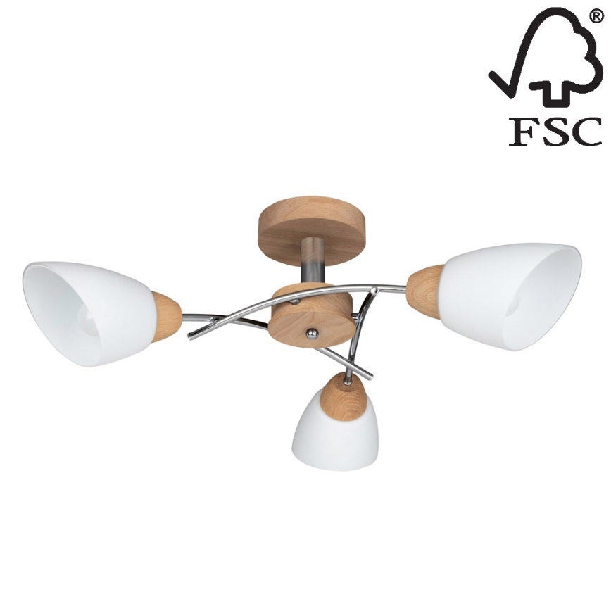 Полилей за повърхностен монтаж VILETTA 3xE27/60W/230V дъб - FSC сертифициран