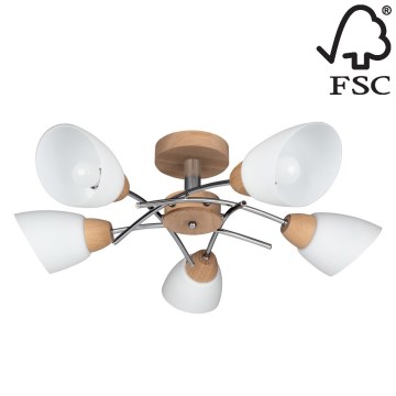 Полилей за повърхностен монтаж VILETTA 5xE27/40W/230V дъб - FSC сертифициран