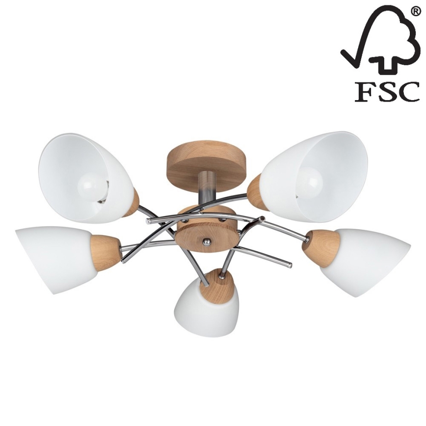 Полилей за повърхностен монтаж VILETTA 5xE27/40W/230V дъб - FSC сертифициран