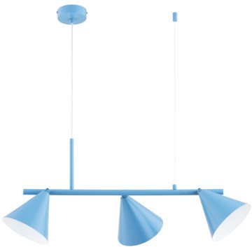 Полилей ZELTA на кабел, 3xE27/15W/230V, син