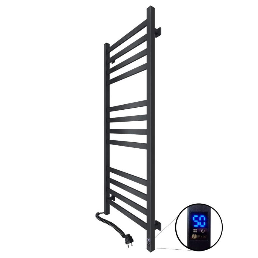 Лира за баня с термостат AVANGARD 459W/230V 120,6 cm IP44, черна, лява, правоъгълна