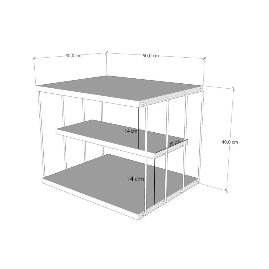 Помощна масичка LIFON 40x50 cм кафява/черна