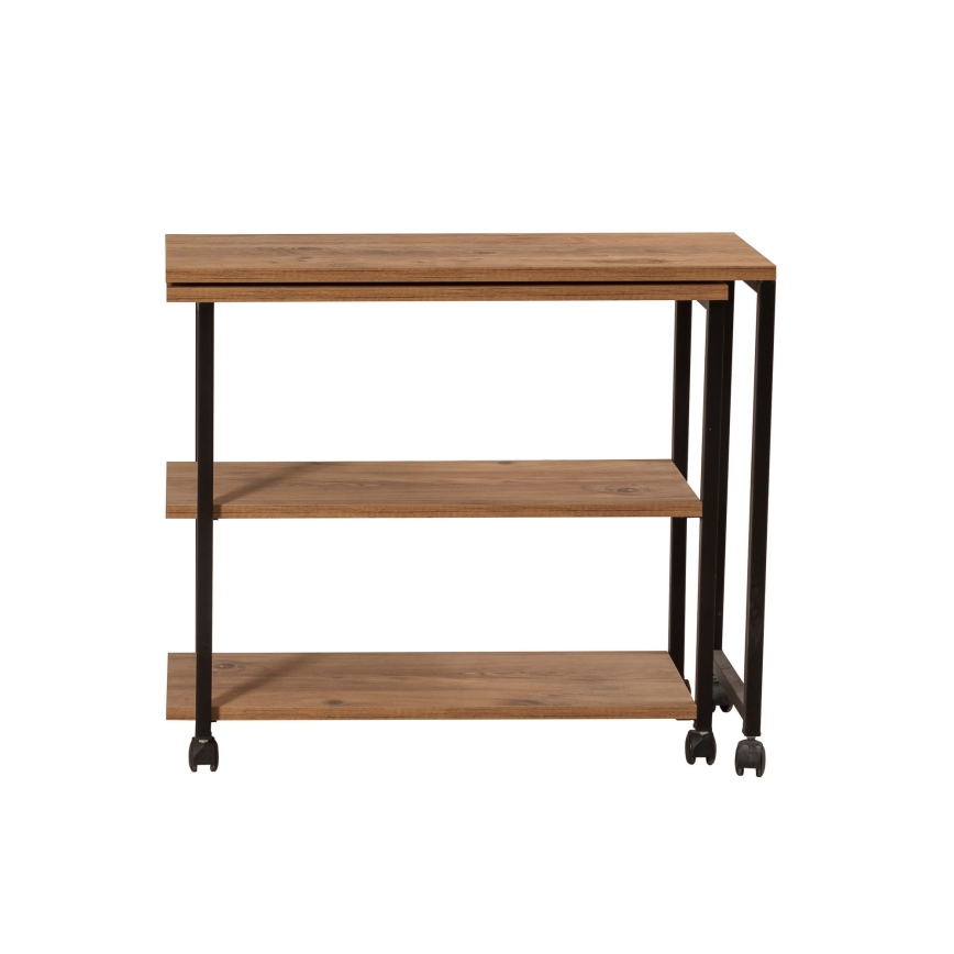 Помощна масичка MELIN 63x70 cм кафява/черна