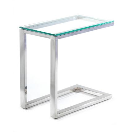 Помощна масичка STIVAR 30x50 см матов хром/прозрачна