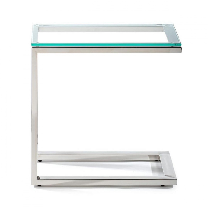 Помощна масичка STIVAR 30x50 см матов хром/прозрачна