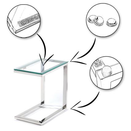 Помощна масичка STIVAR 30x50 см матов хром/прозрачна