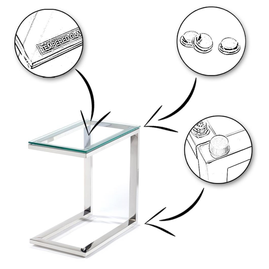 Помощна масичка STIVAR 30x50 см матов хром/прозрачна