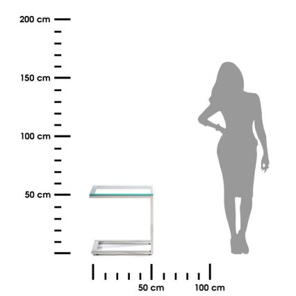 Помощна масичка STIVAR 30x50 см матов хром/прозрачна