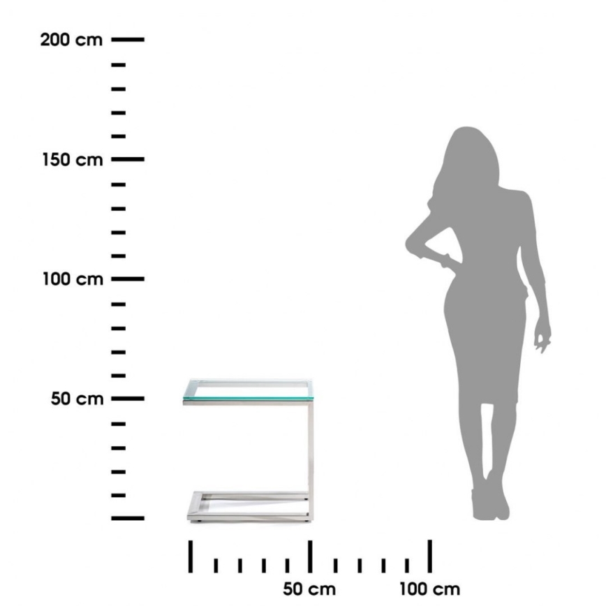 Помощна масичка STIVAR 30x50 см матов хром/прозрачна