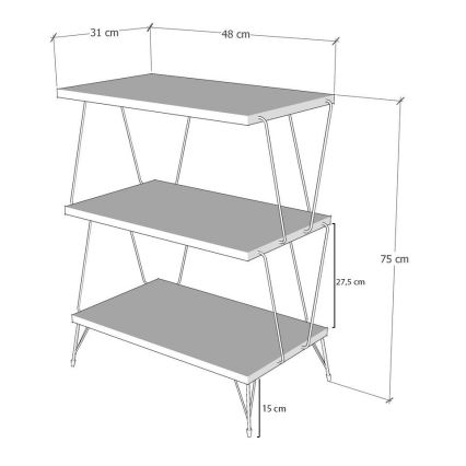 Помощна масичка LAZANDOS 75x48 cм кафява/черна
