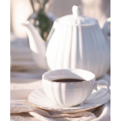 Порцеланов комплект за кафе, 15 части, бял