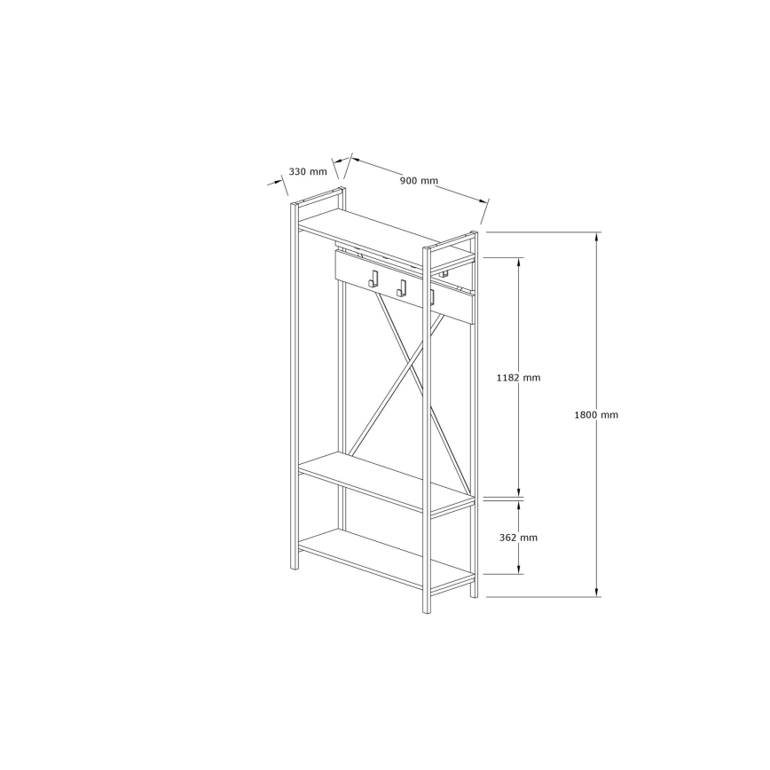 Портманто ALFA 180x90 cм бяло/черно