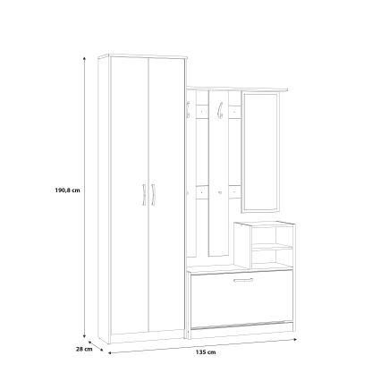 Портманто KAVI с огледало, дъб Артизан