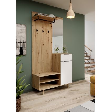 Портманто със огледало SVEN кафяво/бяло