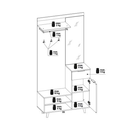 Портманто със огледало SVEN кафяво/бяло