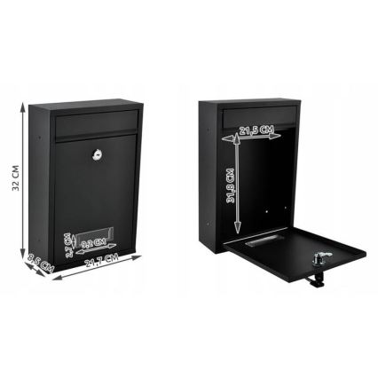 Пощенска кутия 21,7x32 cm черна