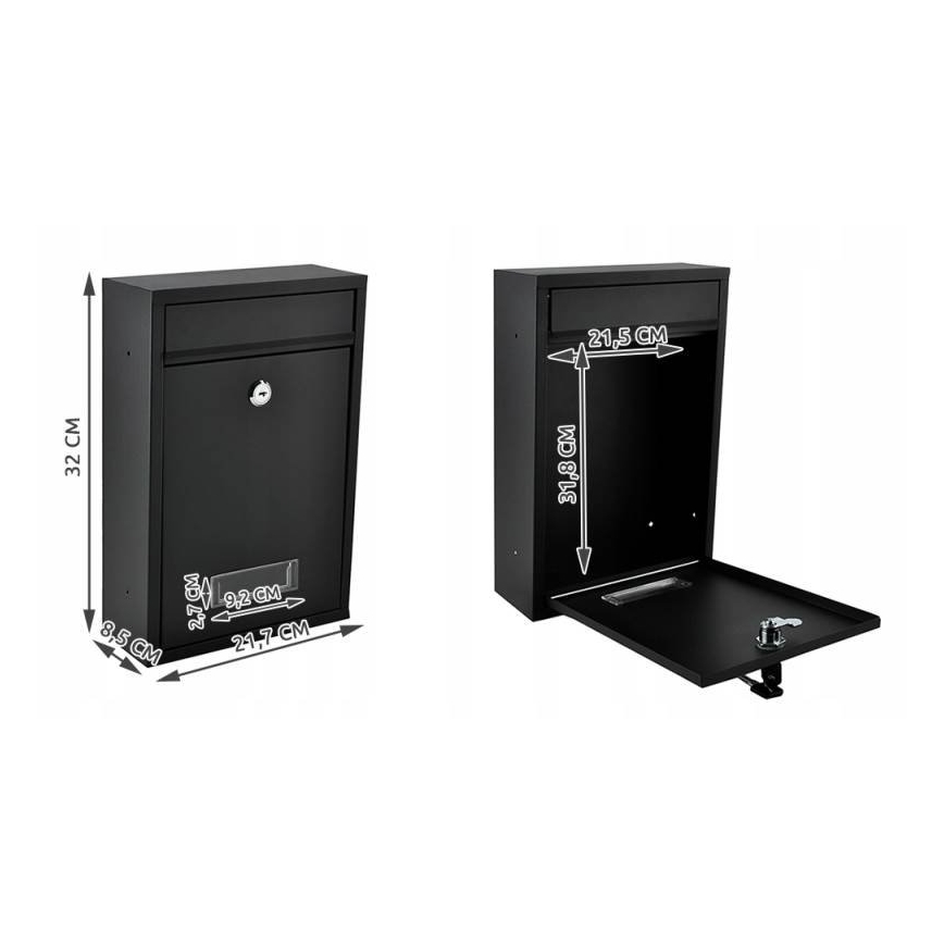 Пощенска кутия 21,7x32 cm черна