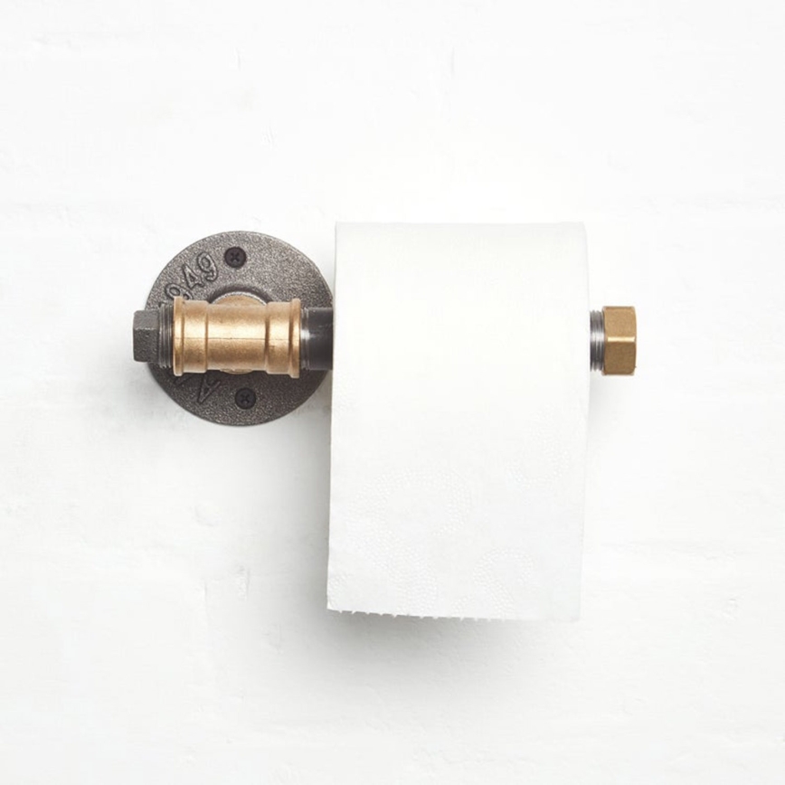 Поставка за тоалетна хартия BORURAF 8x22 см черна/златиста