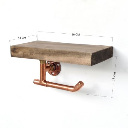 Поставка за тоалетна хартия с рафт 15x30 cм кафява/медена