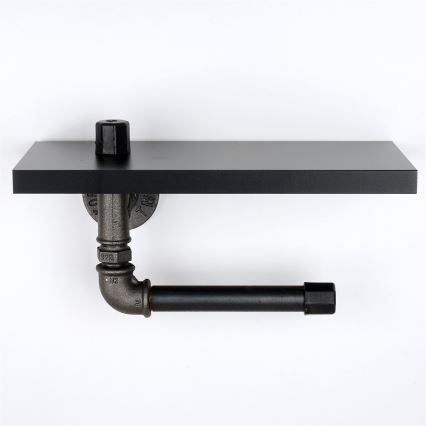 Поставка за тоалетна хартия с рафт BORU 12x30 cм черен