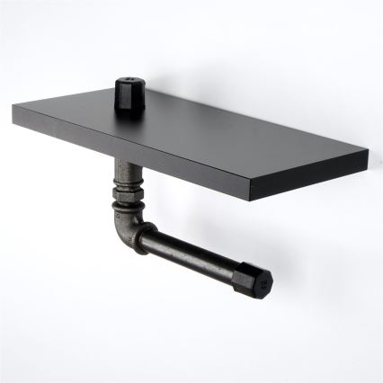 Поставка за тоалетна хартия с рафт BORU 12x30 cм черен