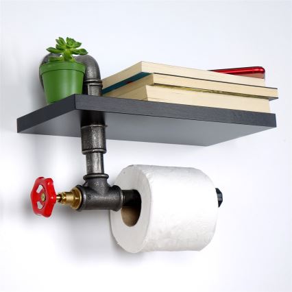 Поставка за тоалетна хартия с рафт BORU черен