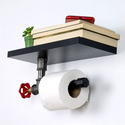 Поставка за тоалетна хартия с рафт BORU черен