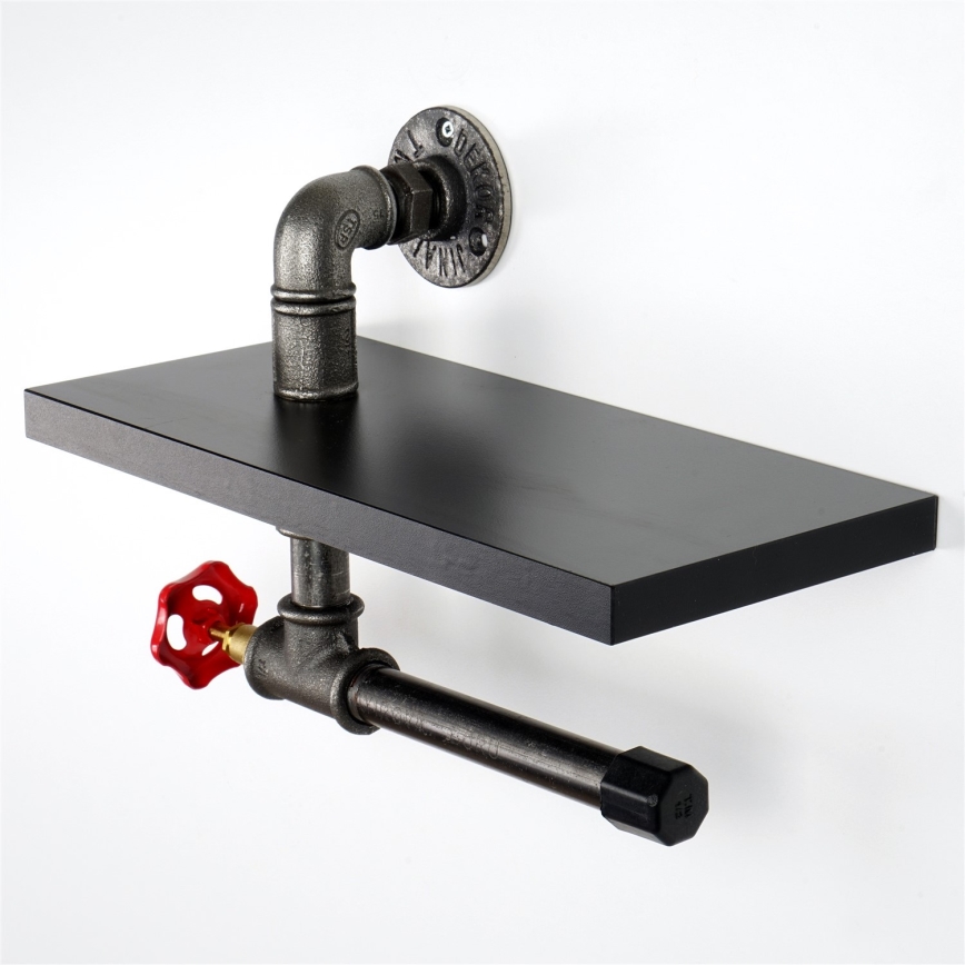 Поставка за тоалетна хартия с рафт BORU черен