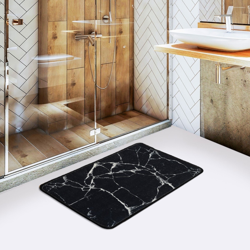 Постелка за баня MARBLE 40x60 см черен