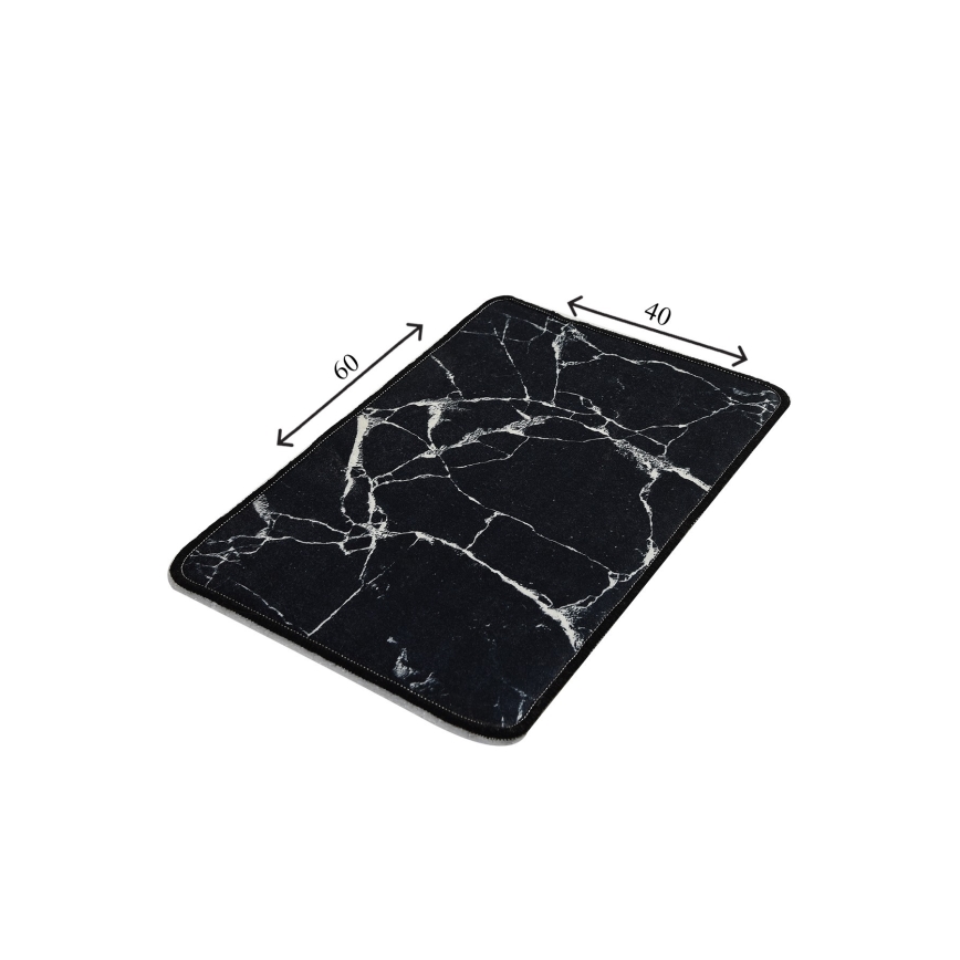 Постелка за баня MARBLE 40x60 см черен