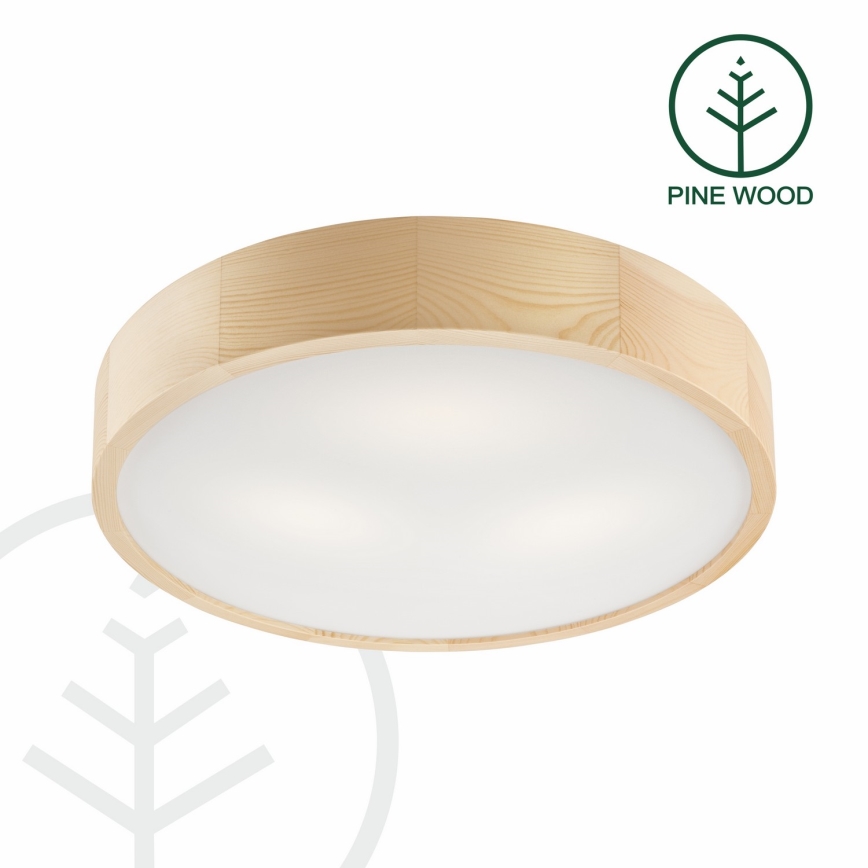 Потолен осветител NATURAL 3xE27/60W/230V ? 47 см борова дървесина