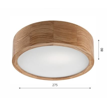 Потолен осветител OAK 1xE27/60W/230V дъб Ø 27,5 см