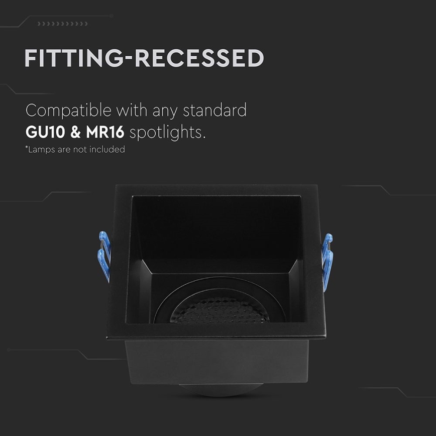 Вградена лампа GU10 9x9 см черна