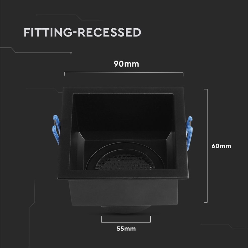 Вградена лампа GU10 9x9 см черна