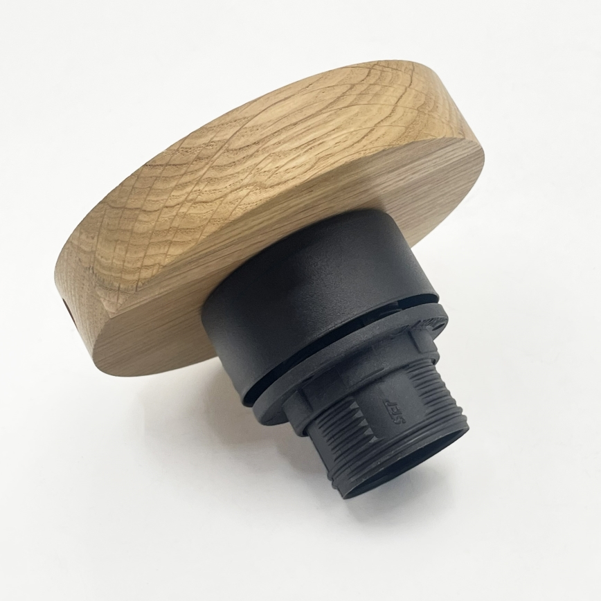 Потолно осветително тяло FLO WOOD 1xE27/15W/230V, дъб/прозрачно стъкло, Ø 22 см