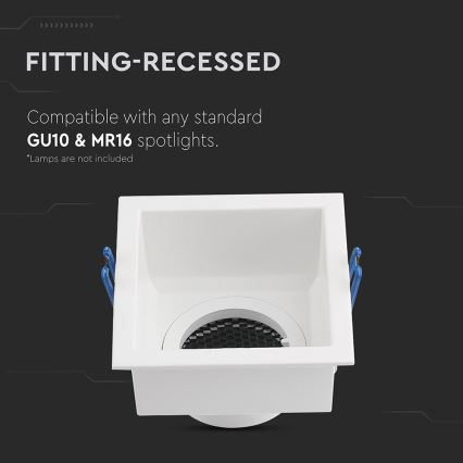 Вградена лампа GU10 9x9 см бяла
