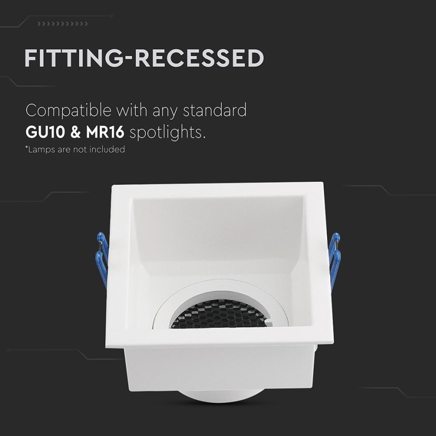 Вградена лампа GU10 9x9 см бяла