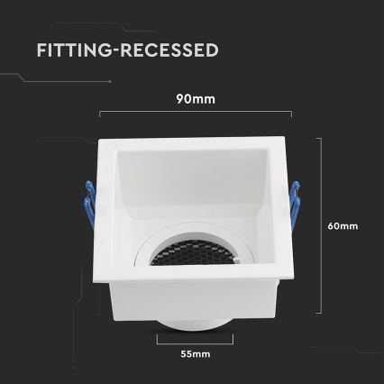 Вградена лампа GU10 9x9 см бяла